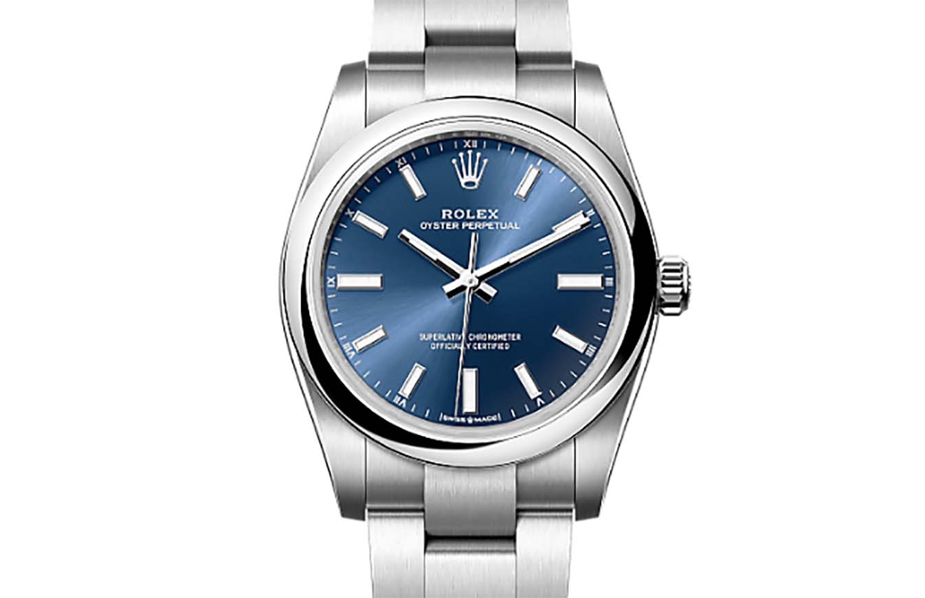 Rolex Oyster Perpetual 34mm Blue dial 2023 Full set
